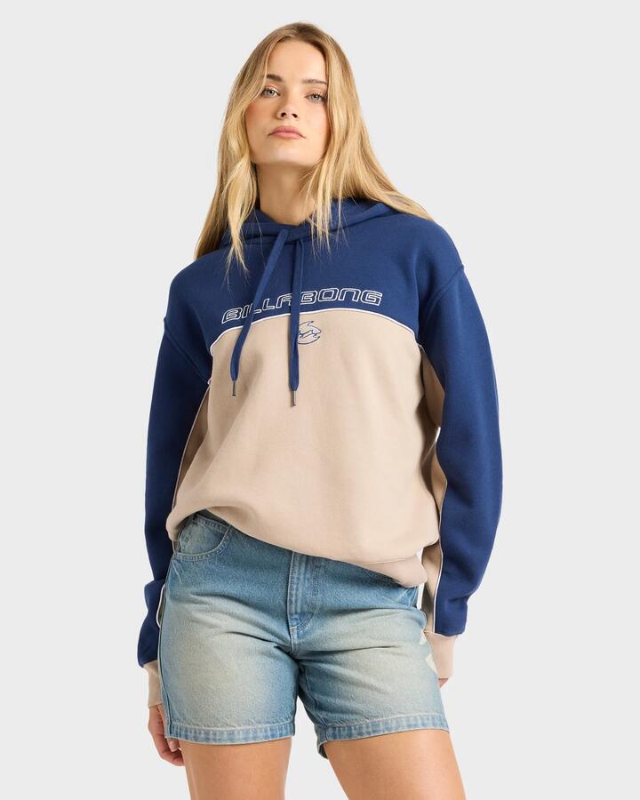 Image of a model wearing Outerwear. Product name - Billabong Womens Billa Tripper Hoodie Cobblestone in Cobblestone colour by brand - Billabong