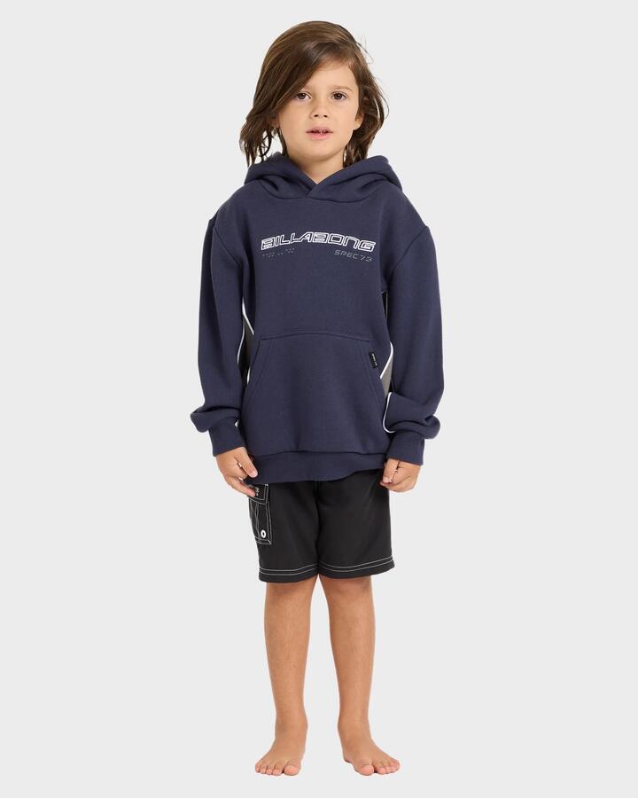Image of a model wearing Outerwear. Productname: billabong - Toddlers Spec 73 Pullover Hoodie - Vintage Indigo - in Vintage Indigo colour by brand - billabong