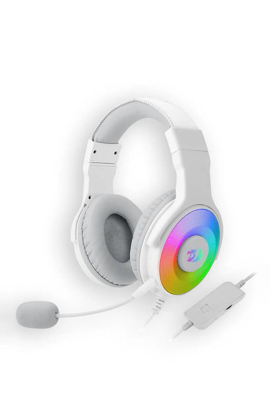 Image of Headsets. Product name - Redragon H350W-RGB Pandora White Over-Ear Virtual 7.1 RGB Gaming Headset in White colour by brand - REDRAGON