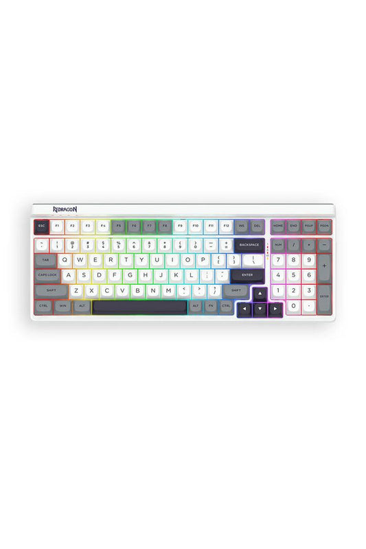 Image of Keyboards. Product name - Redragon K656WGB RGB Pro Garen Pro White 96% Wireless Mechanical Keyboard in White colour by brand - REDRAGON