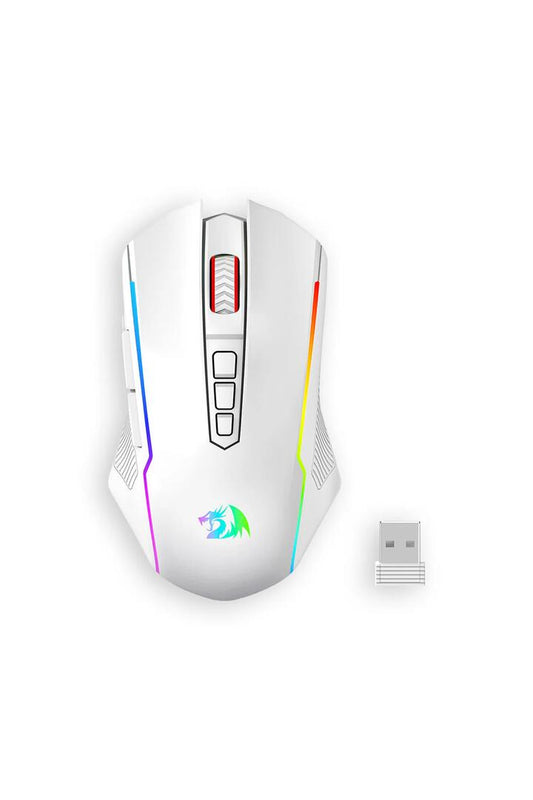 Image of Mice & Trackballs. Product name - Redragon M914W-RGB NIX White Full-Size Tri-Mode RGB Gaming Mouse in White colour by brand - REDRAGON