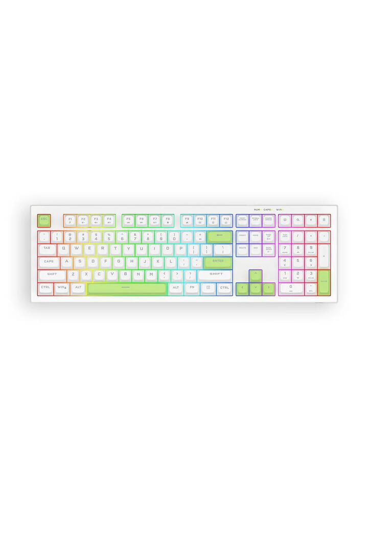 Image of Keyboards. Product name - Redragon K518W-RGB Crux White 108-Key Wired RGB Gaming Keyboard in White colour by brand - REDRAGON