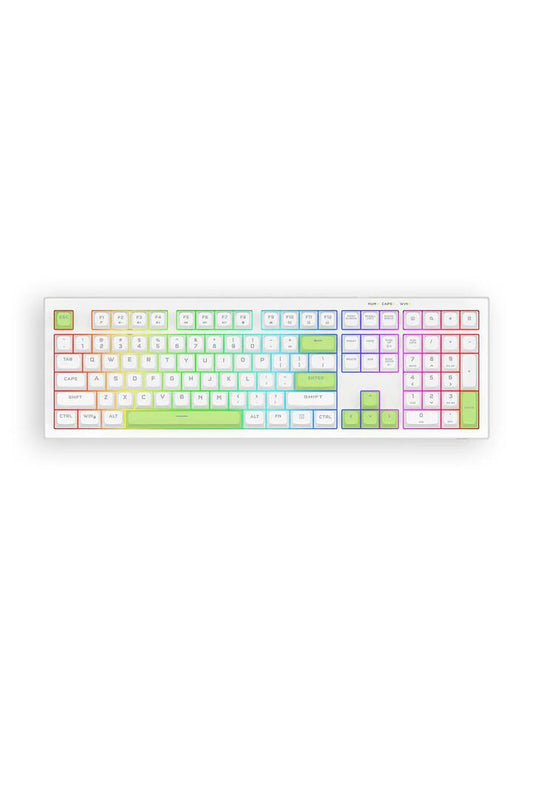 Image of Keyboards. Product name - Redragon K518W-RGB Crux White 108-Key Wired RGB Gaming Keyboard in White colour by brand - REDRAGON
