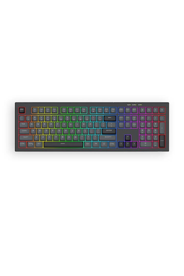 Image of Keyboards. Productname: Redragon K518GB-RGB Crux Grey 108-Key Wired RGB Gaming Keyboard in Grey colour by brand - REDRAGON