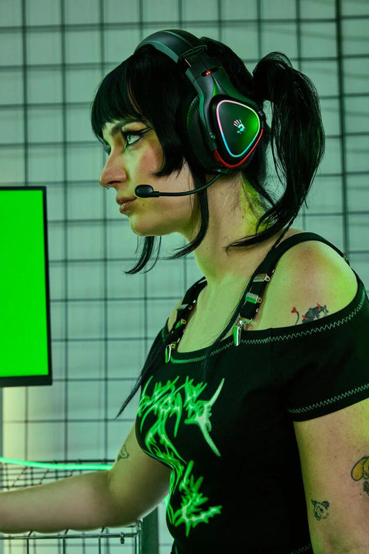 Image of Electronics Accessories. Productname: Bloody MR710 Black All in One Wireless Stereo RGB Gaming Headset in Black colour by brand - BLOODY