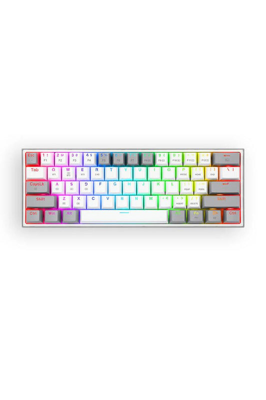 Image of Keyboards. Product name - Redragon K616-RGB Fizz Pro White Grey 60% Tri-Mode Wireless Mechanical Gaming Keyboard in White/Grey colour by brand - REDRAGON