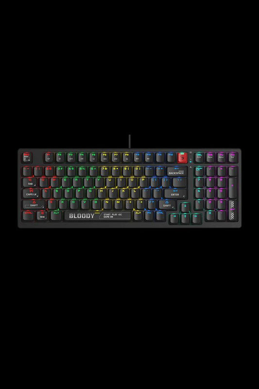 Image of Electronics Accessories. Productname: Bloody S98 BLMS Bloody Black 80% Hot-Swappable Quiet Typing Gaming Keyboard in Bloody Black colour by brand - BLOODY