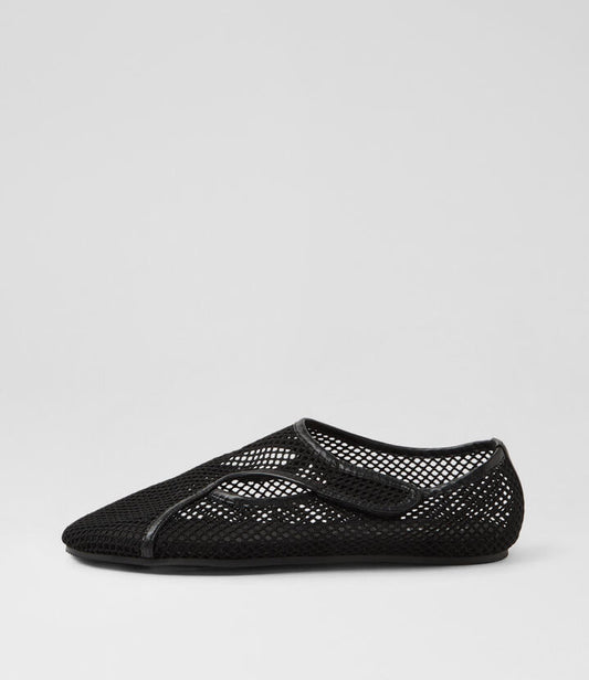 Image of Shoes. Productname: Tilly Black Mesh Flat Shoes in Black colour by brand - MOLLINI