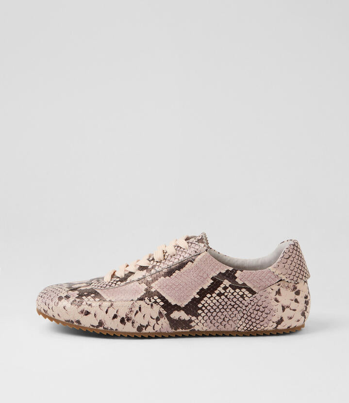 Image of Sneakers. Productname: Liloa Pale Pink Snake Leather Sneakers in Pale Pink colour by brand - MOLLINI