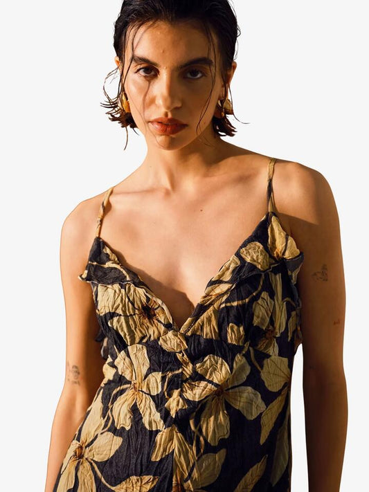 Image of Dresses. Productname: Topshop Floral Print Crinkle Mesh Maxi Dress in Black colour by brand - Topshop