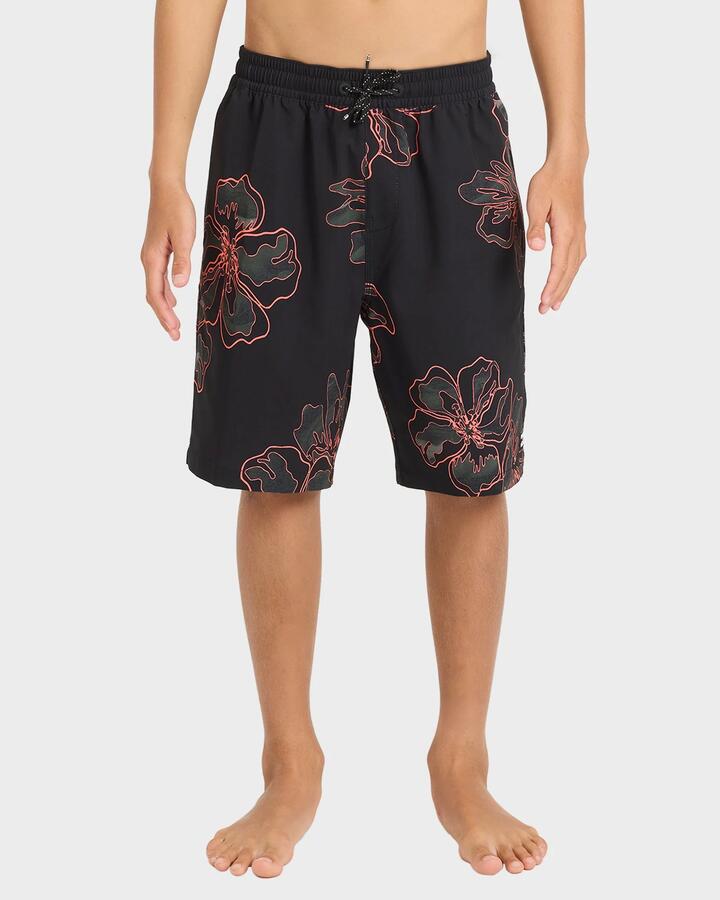Image of Swimwear. Product name - Billabong Boys 8-16 Sundays Layback 16" Boardshorts Black in Black colour by brand - Billabong