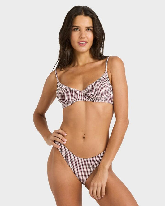 Image of Swimwear. Productname: billabong - Womens Mini Wave Check Medium Bikini Bottom - Red Dahlia - in Red Dahlia colour by brand - billabong