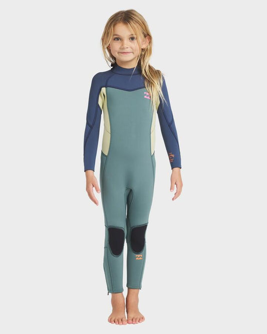 Image of a model wearing Tops. Productname: billabong - Toddlers 3/2Mm Synergy Back Zip Long Sleeve Fullsuit - Stormy Blue - in Stormy Blue colour by brand - billabong