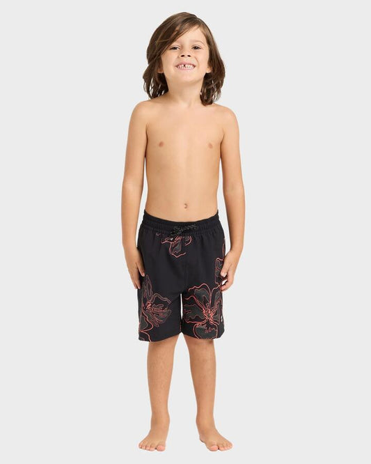 Image of Swimwear. Product name - Billabong Toddlers Sundays Layback 16" Boardshorts Black - in Black colour by brand - Billabong