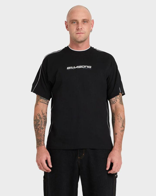 Image of T-Shirts. Product name - Billabong Mens Spec 73 Piped T-Shirt Black in Black colour by brand - Billabong