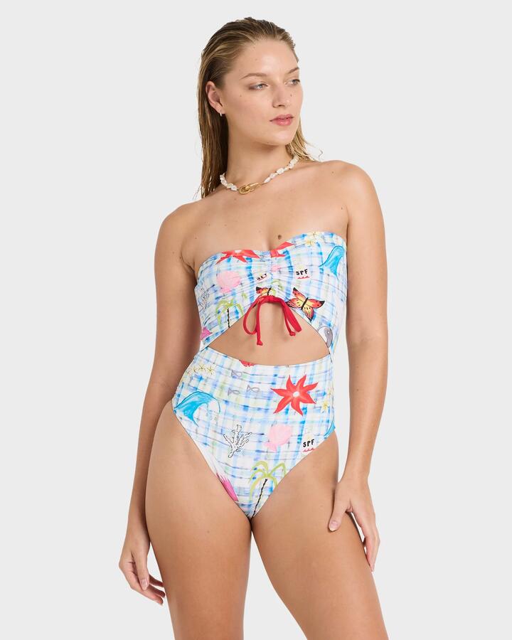 Image of Swimwear. Productname: billabong Womens Lottie Hall One Piece Swimsuit White Multi - in White Multi colour by brand - Billabong