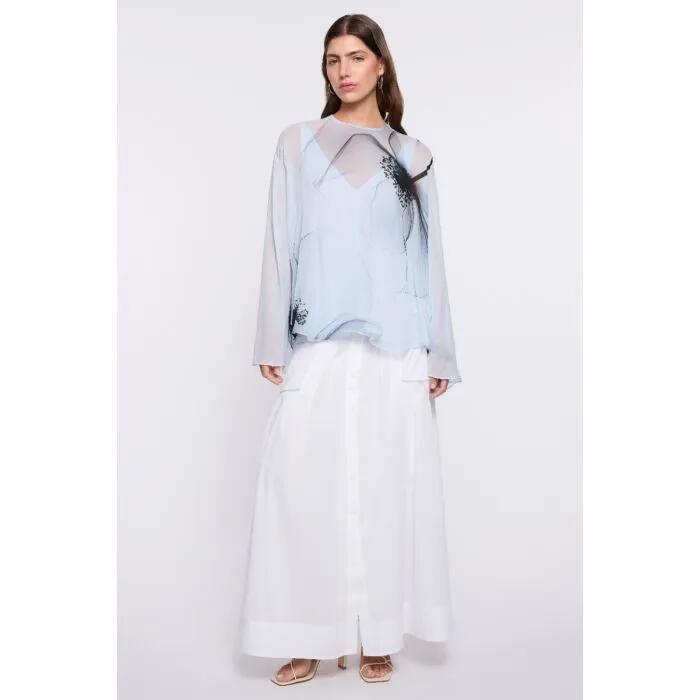 Image of a model wearing Tops. Productname: Blueprint Top in Print colour by brand - sass and bide