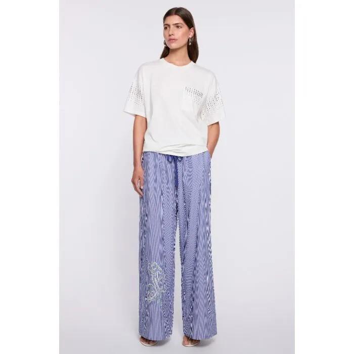 Image of a model wearing Tops. Productname: Diamond Daze Embellished Tee in White colour by brand - sass and bide