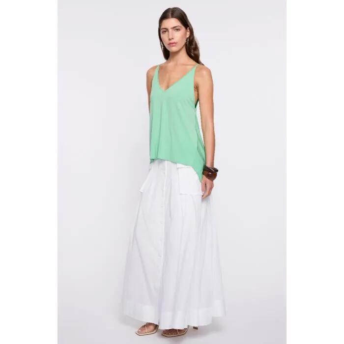 Image of a model wearing Tops. Productname: Aera Tank in Summer Green colour by brand - sass and bide