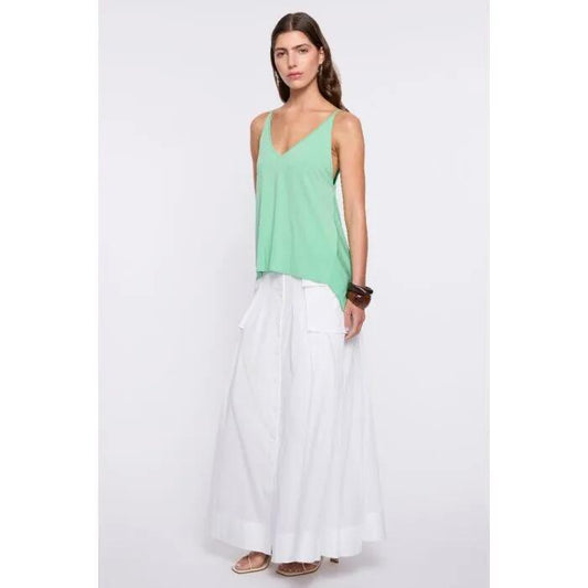 Image of a model wearing Tops. Productname: Aera Tank in Summer Green colour by brand - sass and bide