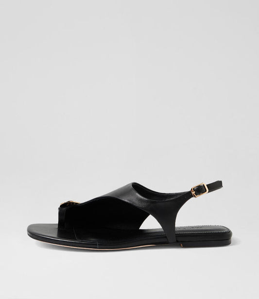 Image of Sandals. Productname: Reexi Black Leather Sandals in Black colour by brand - MOLLINI