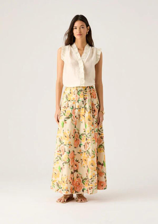 Image of a model wearing Skirts. Productname: Luciana Maxi Skirt in Lucian Print colour by brand - MOS The Label