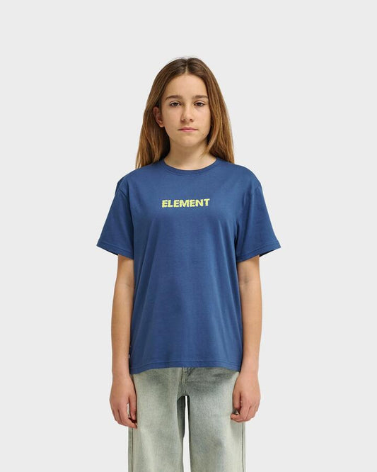 Image of a model wearing Tops. Productname: element Boys 8-16 Swamps T-Shirt Dark Denim - in Dark Denim colour by brand - Element