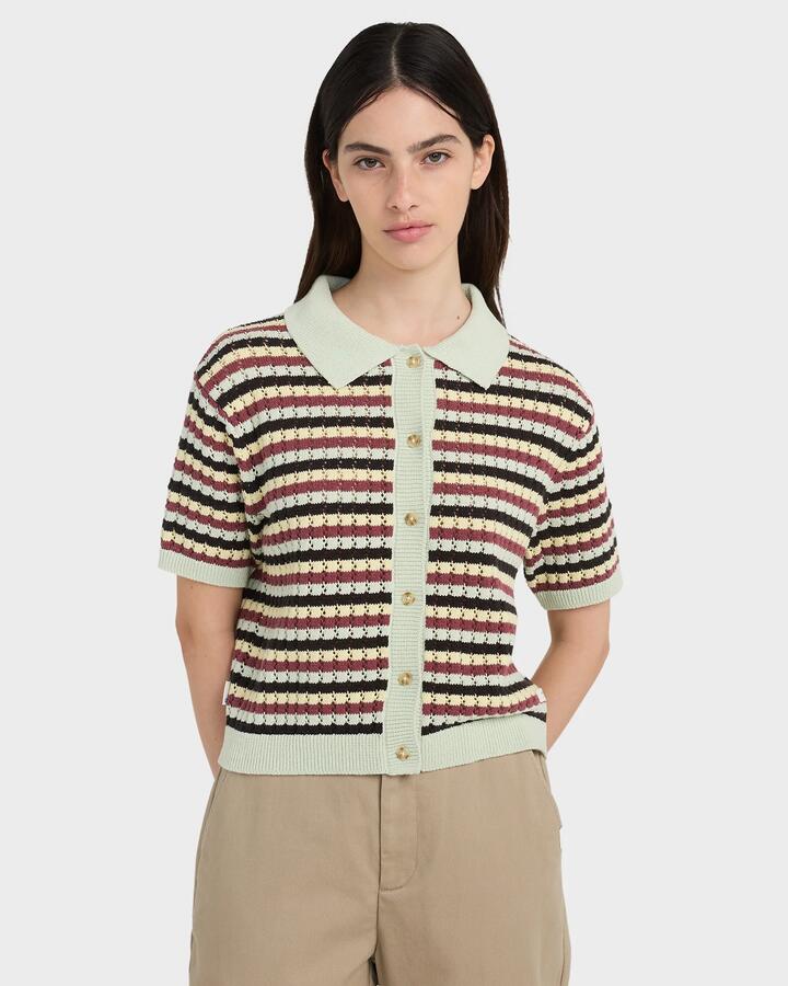 Image of Shirts. Productname: element Womens Crochet Stripes Polo Shirt Crochet Stripes Off Black - in Crochet Stripes Off Black colour by brand - Element