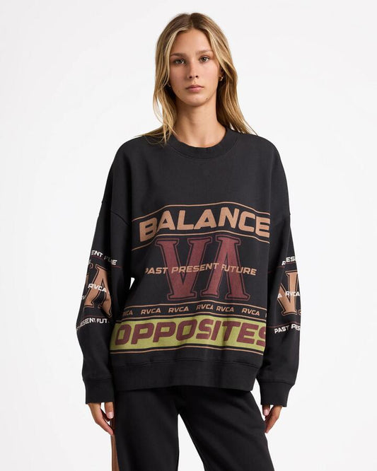 Image of Accessories. Product name - RVCA Womens Puck It Pover Crew Neck Washed Black in Washed Black colour by brand - RVCA