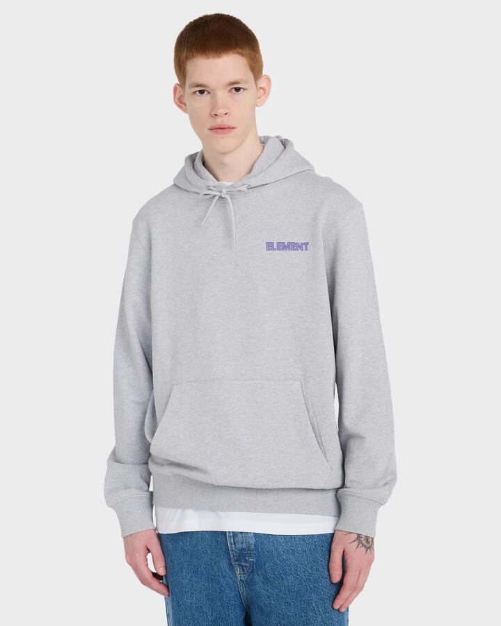 Image of a model wearing Outerwear. Productname: element Mens Swamps Hooded Sweatshirt Mid Grey Heather - in Mid Grey Heather colour by brand - Element