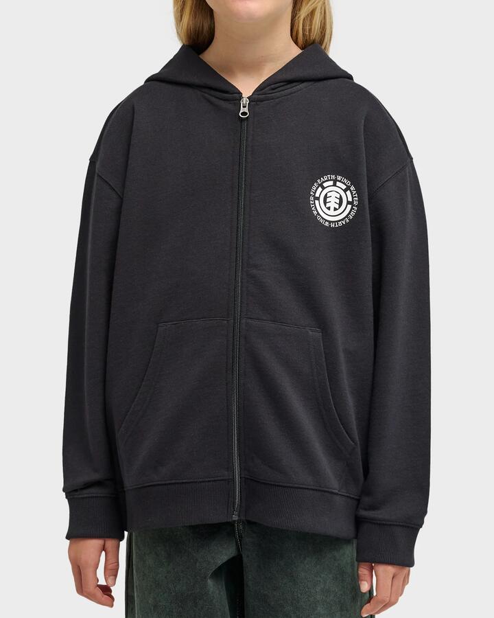 Image of a model wearing Outerwear. Productname: element Boys 10-16 Seal Zip Up Hoodie Flint Black - in Flint Black colour by brand - Element