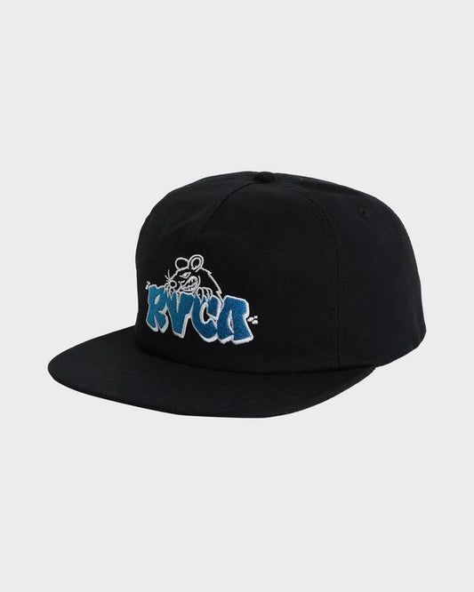 Image of Hats. Productname: rvca Mens Rat Nest Snapback Cap Black - in Black colour by brand - Rvca