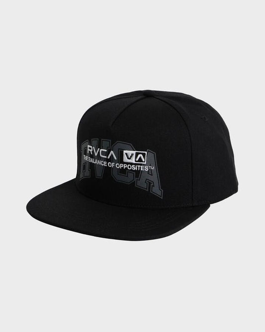 Image of Hats. Productname: rvca Mens Unitext Snapback Cap Black - in Black colour by brand - Rvca