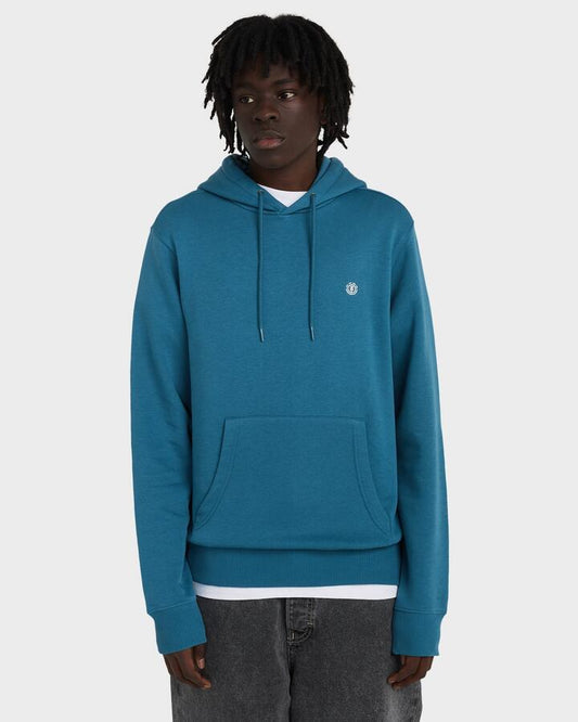 Image of a model wearing Outerwear. Productname: element Mens Icon Embroidery Pullover Hoodie Mallard Blue - in Mallard Blue colour by brand - Element