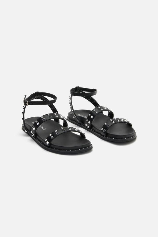 Image of Sandals. Productname: Stud Ankle Strap Sandal in Black colour by brand - Dangerfield