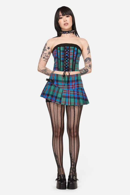 Image of a model wearing Skirts. Productname: Diablo Goth Tartan Skort in Multi colour by brand - Black Friday