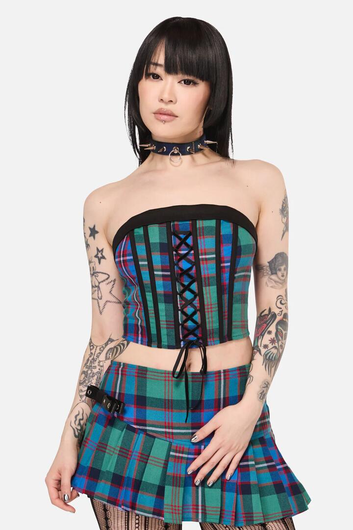 Image of Lingerie. Productname: Diablo Goth Tartan Corset in Multi colour by brand - Black Friday