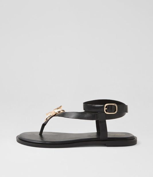 Image of Sandals. Productname: East Black Leather Thongs in Black colour by brand - MOLLINI