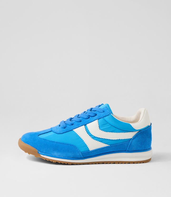 Image of Sneakers. Productname: Ameeno Blue Suede Mesh Sneakers in Blue colour by brand - MIDAS