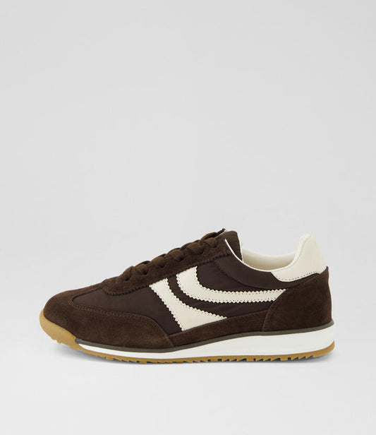 Image of Sneakers. Productname: Ameeno Chocolate Suede Mesh Sneakers in Chocolate colour by brand - MIDAS