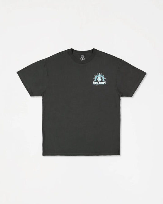 Image of a model wearing Tops. Productname: volcom Mens Solstice T-Shirt Stealth - in Stealth colour by brand - Volcom