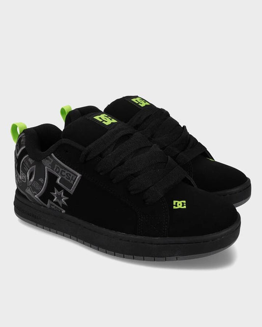 Image of Shoes. Productname: DC Shoes Mens Court Graffik Skate Shoes Black/Grey/Lime - in Black/Grey/Lime colour by brand - DC Shoes