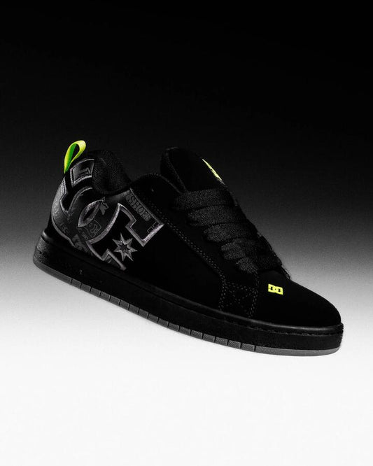 Image of Shoes. Product name - DC Shoes Mens Court Graffik Skate Shoes Black/Grey/Lime in Black/Grey/Lime colour by brand - DC Shoes