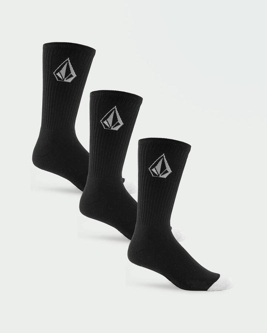 Image of Socks. Productname: volcom Mens Full Stone 3 Pack Crew Socks Black - in Black colour by brand - Volcom
