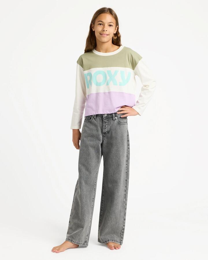 Image of Jeans. Product name - Roxy Girls 4-16 Dawn Patrol Mid Lava Denim Jeans Lava in Lava colour by brand - Roxy