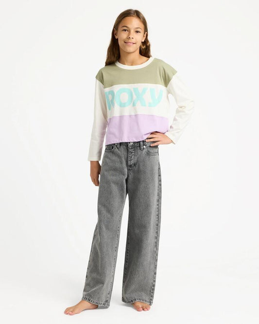 Image of Jeans. Product name - Roxy Girls 4-16 Dawn Patrol Mid Lava Denim Jeans Lava in Lava colour by brand - Roxy