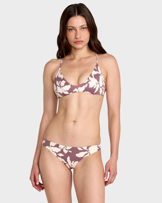 Image of a model wearing Tops. Productname: rvca - Womens Something Else Bralette Bikini Top - Terra Brown - in Terra Brown colour by brand - rvca