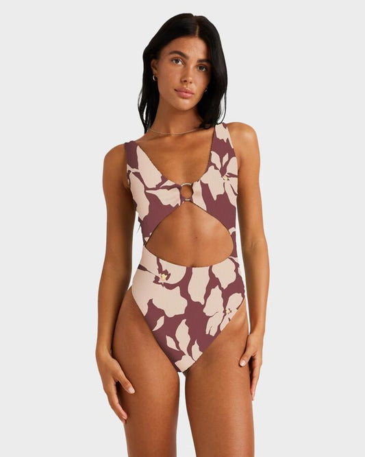 Image of Swimwear. Productname: rvca - Womens Something Else One Piece Swimsuit - Terra Brown - in Terra Brown colour by brand - rvca