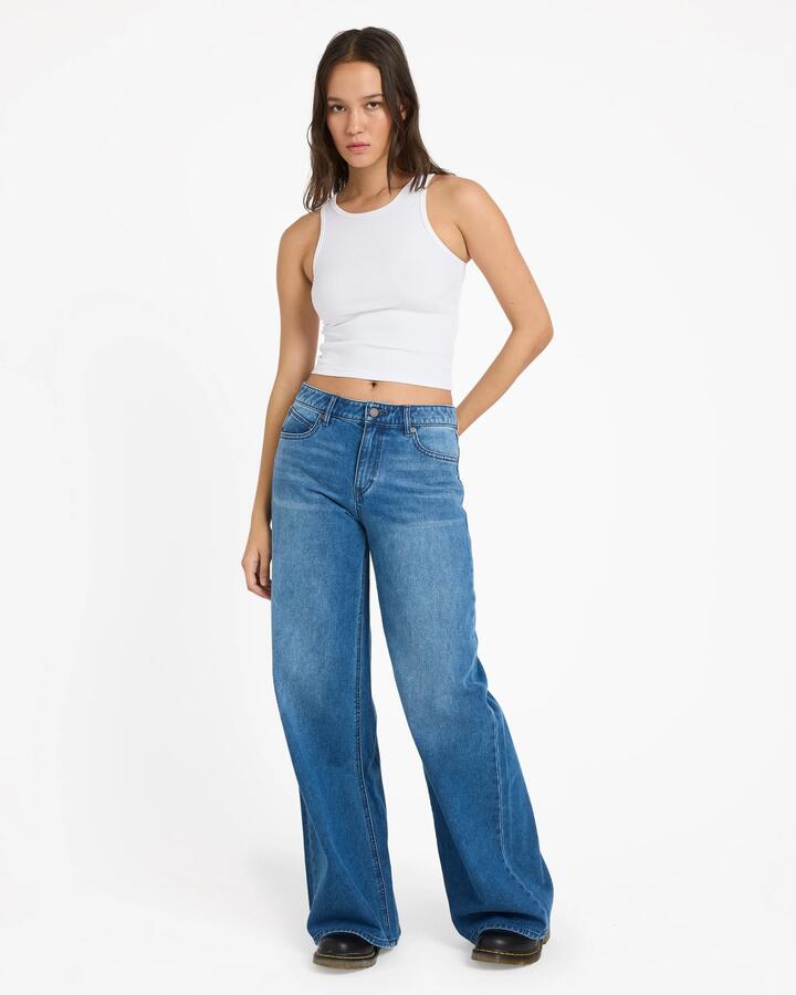 Image of Jeans. Product name - Volcom Womens Stoned Bf Low Rise Denim Jeans Worn Light Blue in Worn Light Blue colour by brand - Volcom