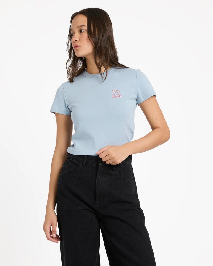 Image of T-Shirts. Product name - Volcom Womens As If Baby T-Shirt Cali Blue in Cali Blue colour by brand - Volcom